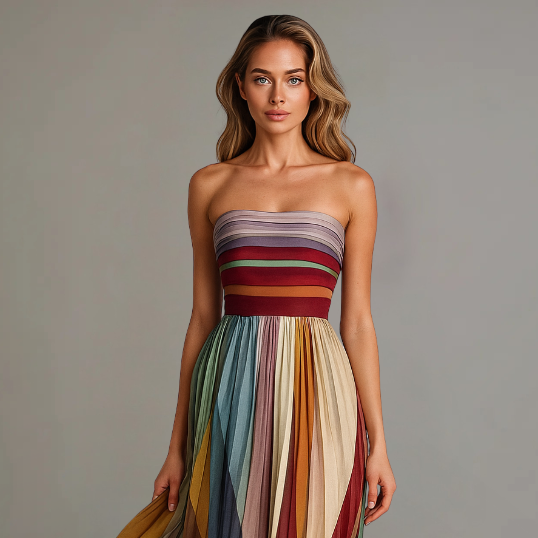 Joya de Madrid - vestido largo ajustado y falda plisada