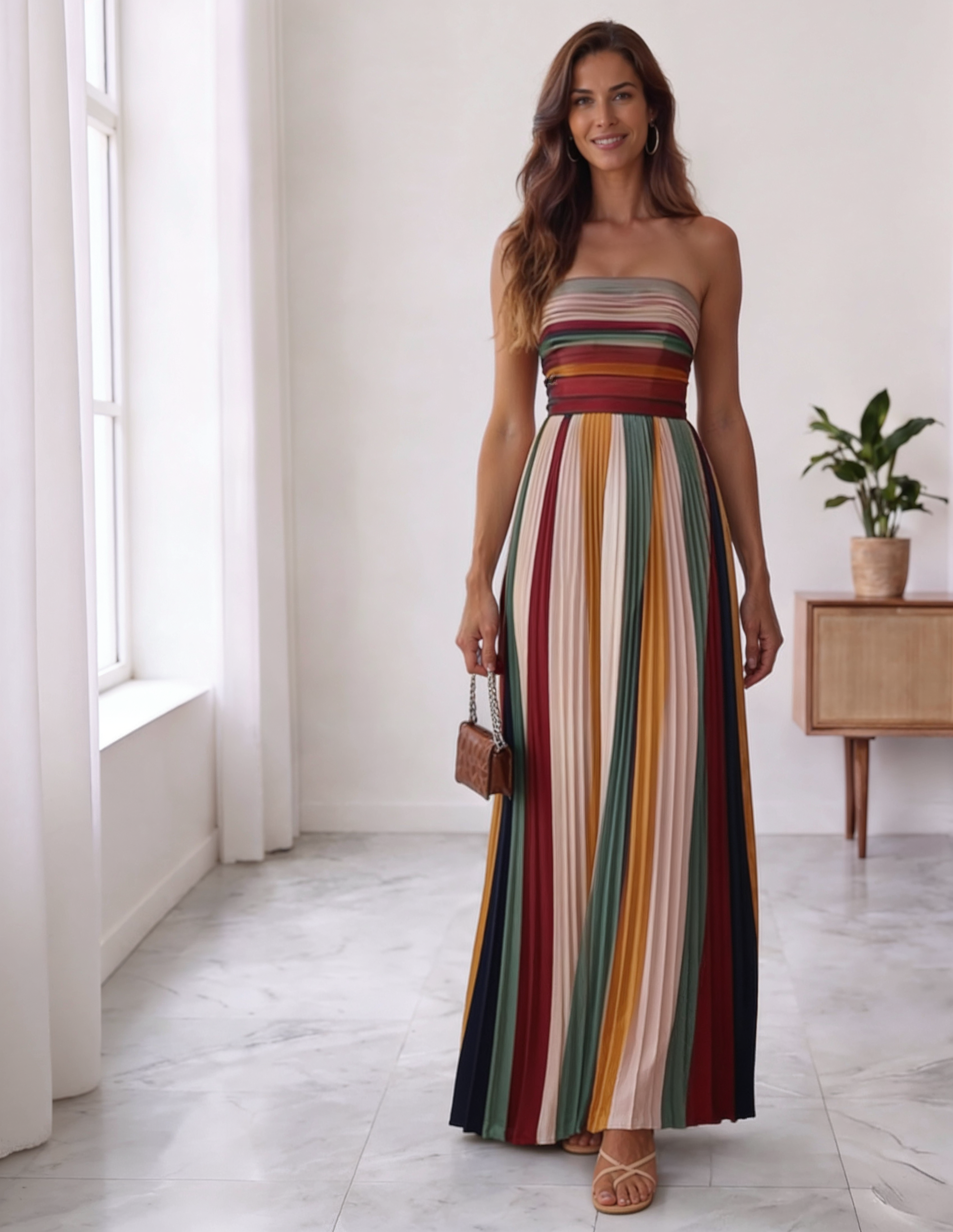 Joya de Madrid - vestido largo ajustado y falda plisada