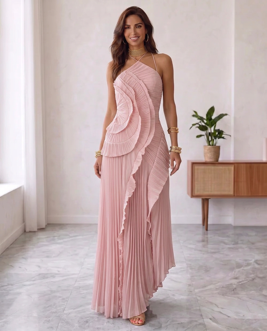 Valeria - vestido de elegancia plisada en Lila