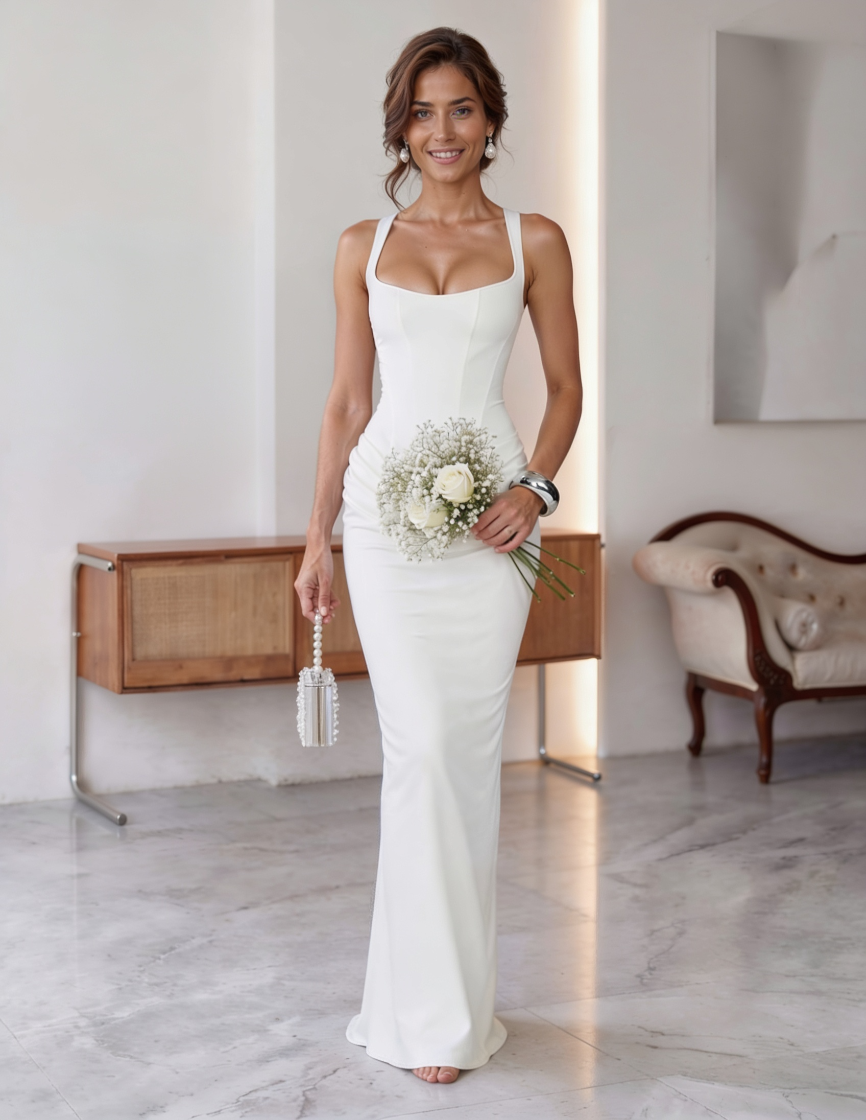 Nora - vestido largo con cintura baja estructurada