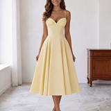 Isla - vestido midi con escote fruncido