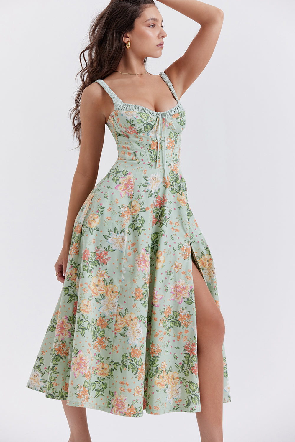 Encanto - vestido midi floral con hendidura