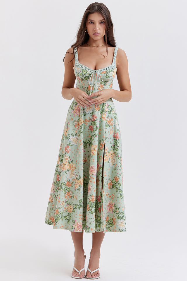 Encanto - vestido midi floral con hendidura