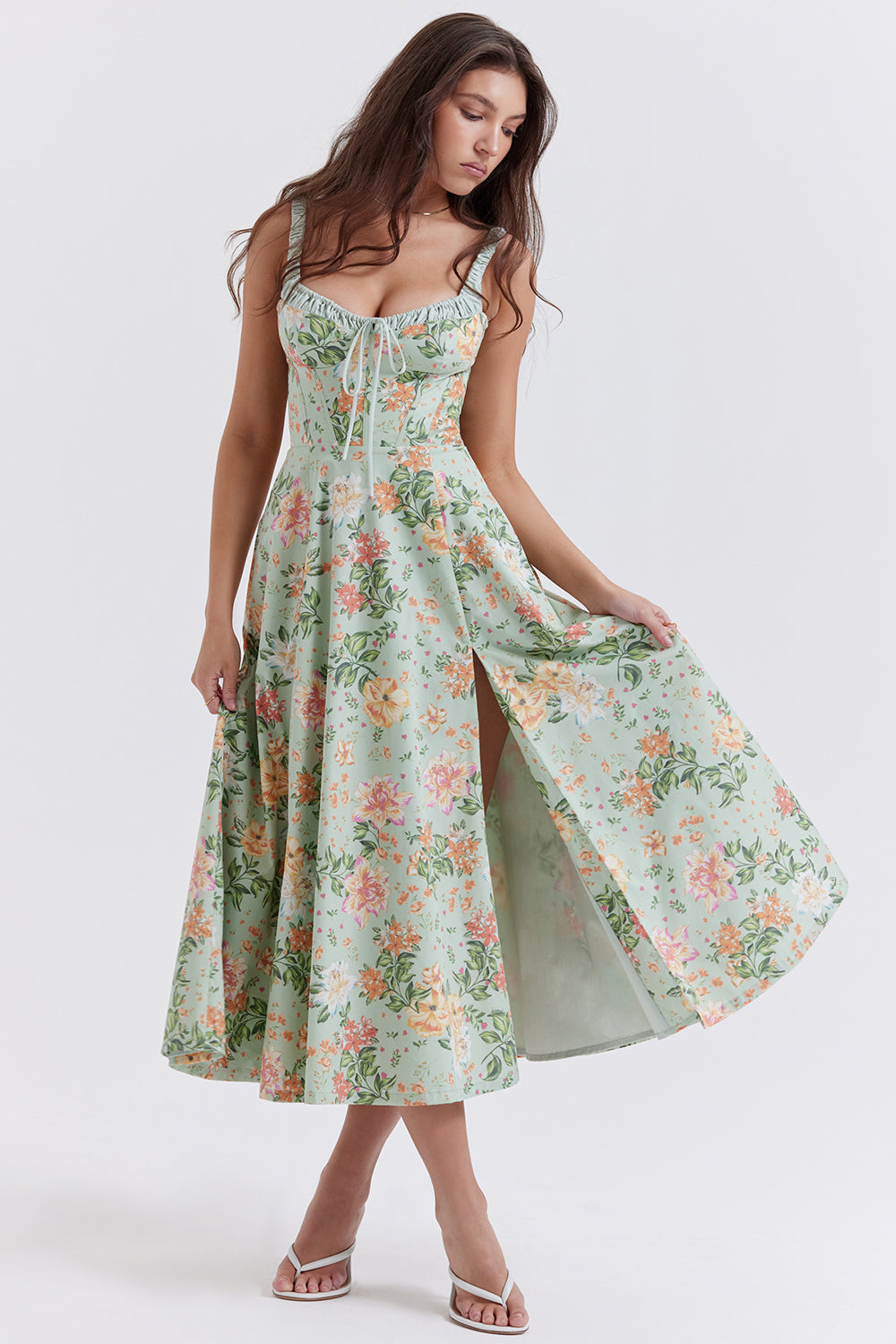 Encanto - vestido midi floral con hendidura