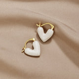 Sasha - Pendientes Corazón Esmalte Nacarado